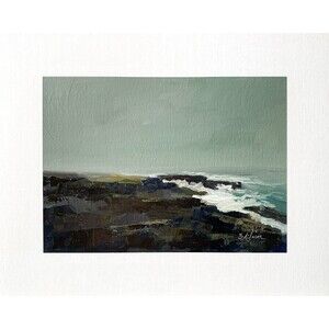 8x10 Maine Original Oil Painting Acadia Schoodic Peninsula Moody Seascape Signed
